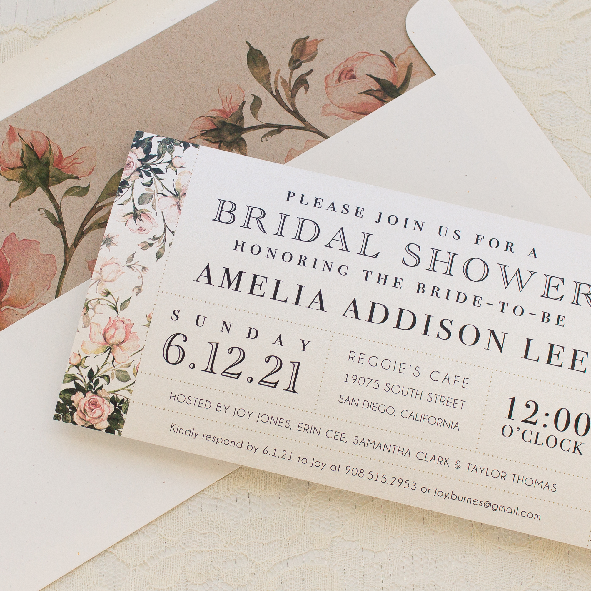 Garden Roses Customizable Bridal Shower Invites | Beacon Lane