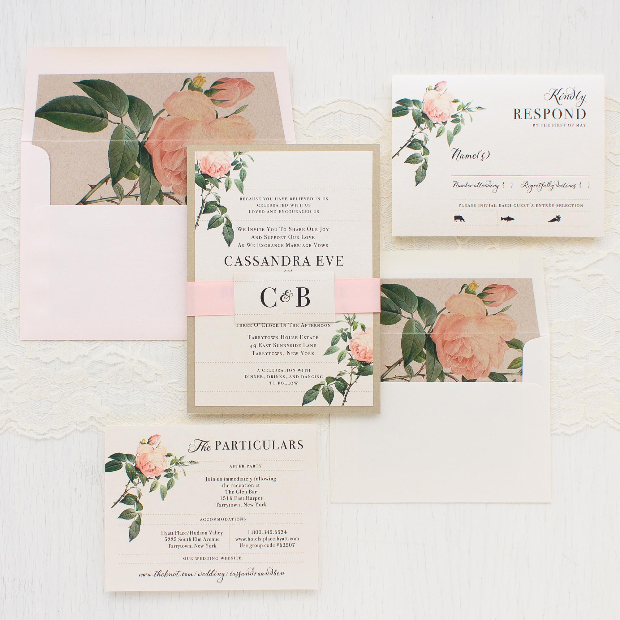 Ivory & Blush Floral Customizable Wedding Invitations | Beacon Lane