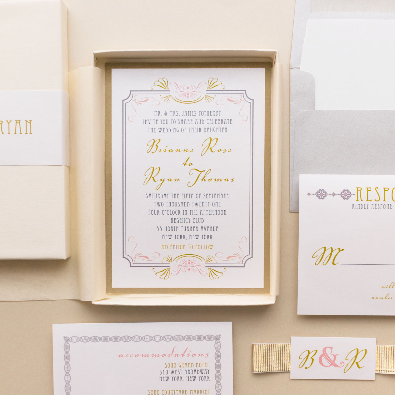 Gatsby Deco Wedding Invitations Boxed Invitations Beacon Lane