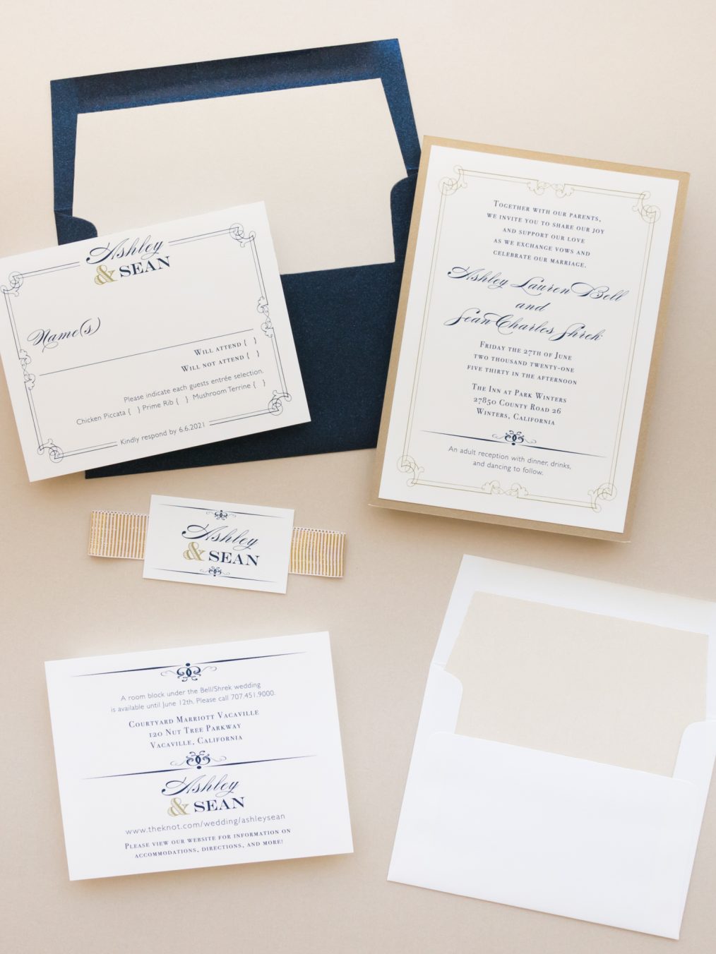 Gold & Navy Wedding Invitations | Beacon Lane