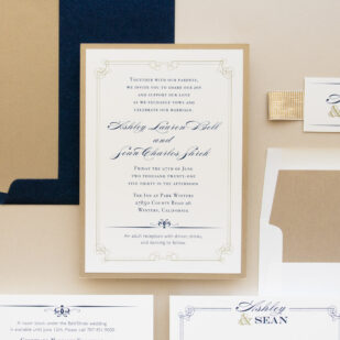Elegant Navy Script Wedding Invitations