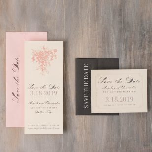 Pink and Gray Loves Lace Save the Dates