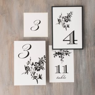 White and Black Lace Flat Table Numbers
