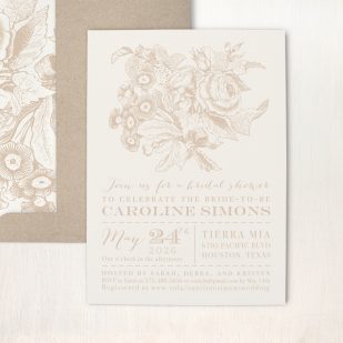 Floral Taupe Bridal Shower Invitations
