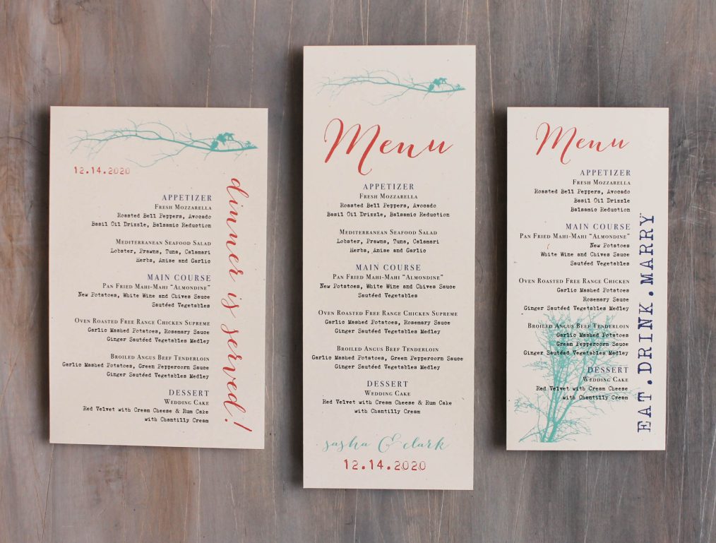 Ivory Twig Customizable Flat Rustic Wedding Menus | Beacon Lane