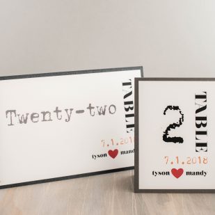 Modern Hearts Tented Table Numbers