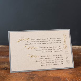 Rustic Black and White Love Tented Menu Cards