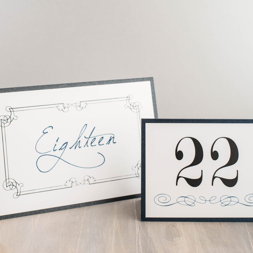 Vintage Shimmer Tented Table Numbers