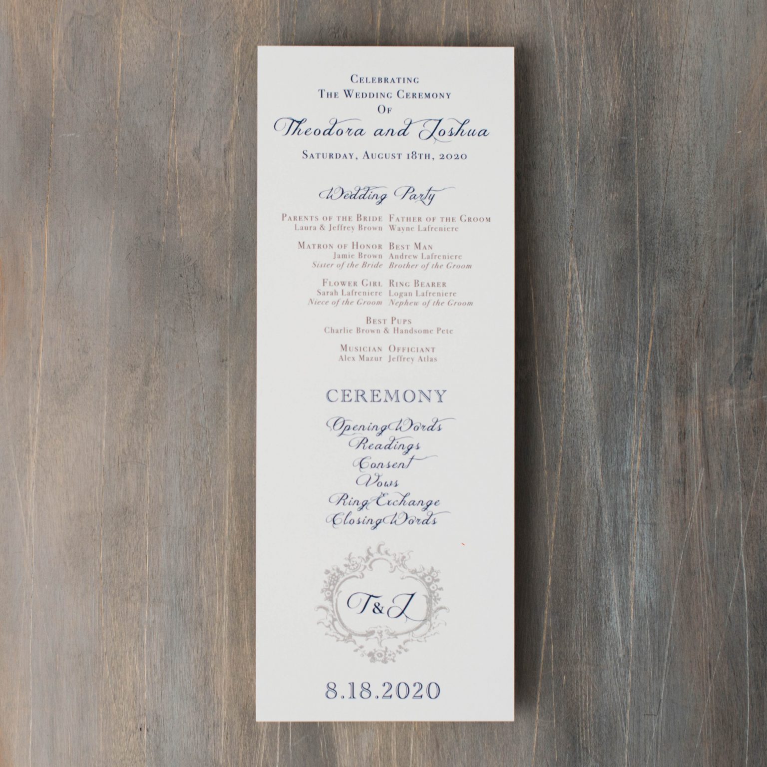 Classic Love Customizable Flat Navy Blue Wedding Menus | Beacon Lane
