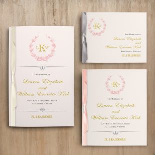 Gold And Blush Monogram Ceremony Booklet
