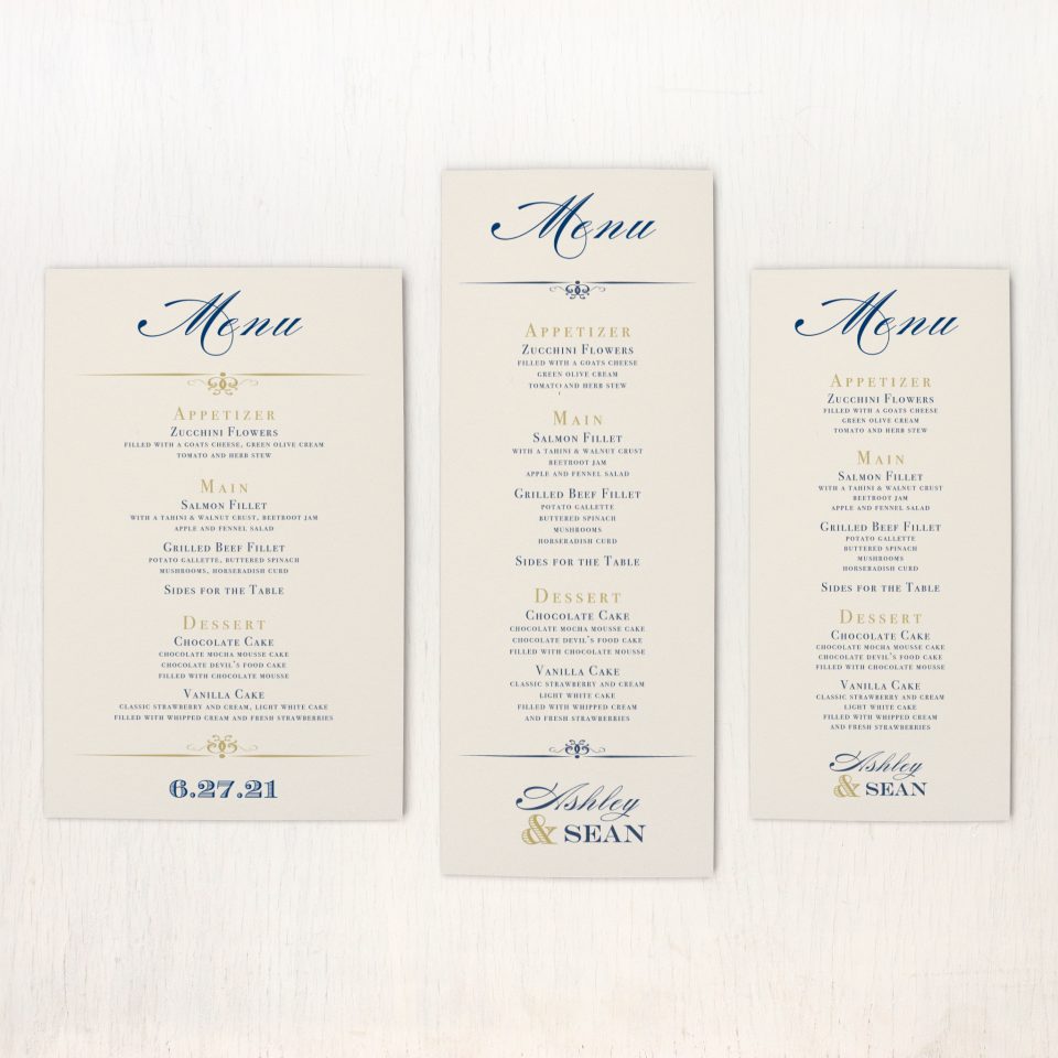 Elegant Navy Script Customizable Traditional Rehearsal Invites | Beacon ...