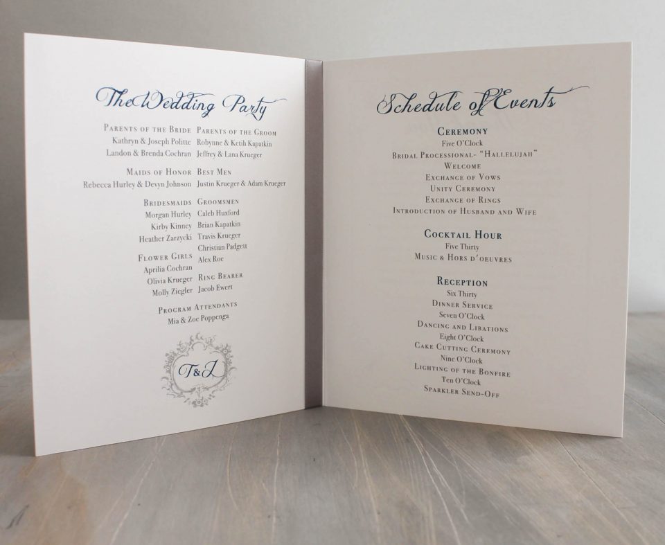 Classic Love Customizable Navy Blue Ceremony Booklets | Beacon Lane