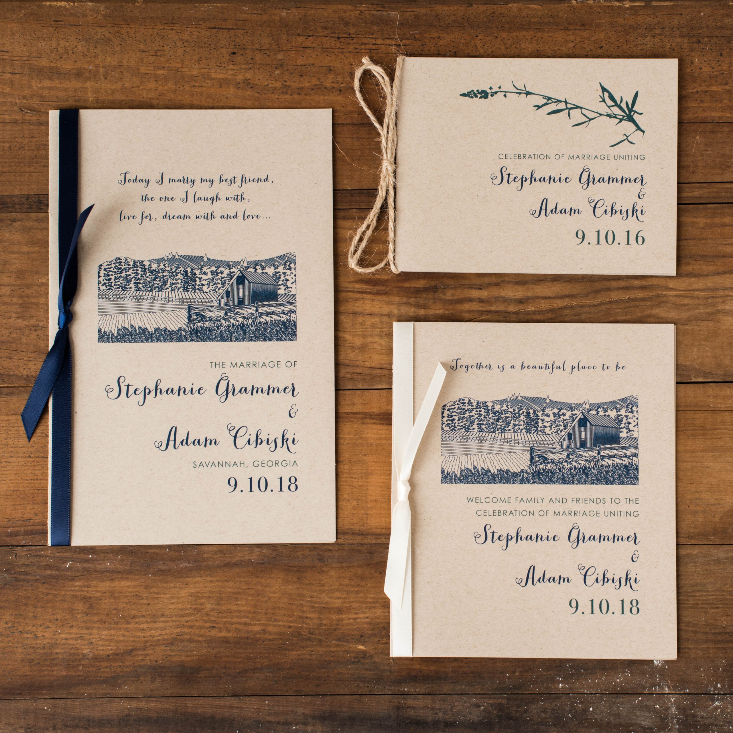 Rustic Navy Customizable Vintage Ceremony Booklets | Beacon Lane