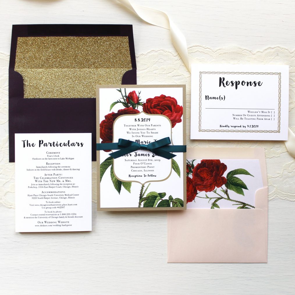 Jewel Tone Rose Customizable Modern Wedding Invitations | Beacon Lane