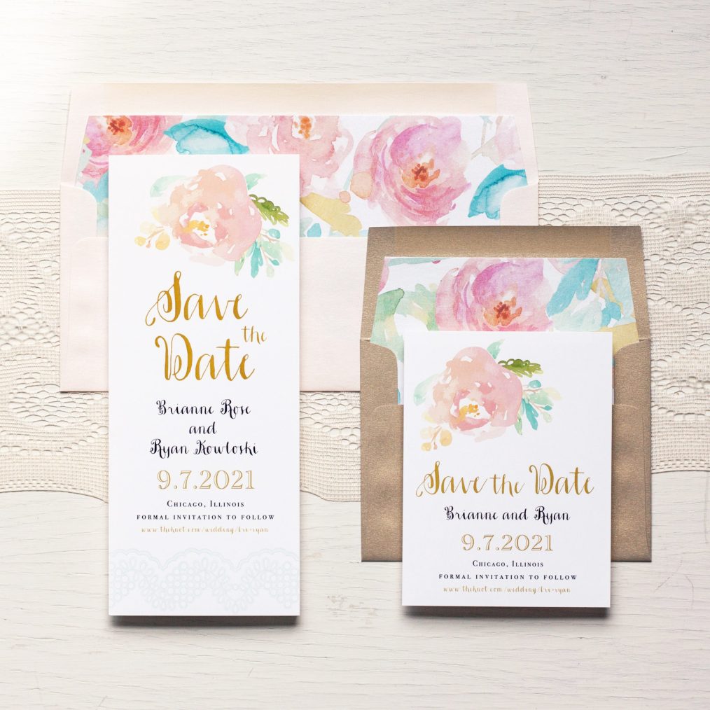 Watercolor Pastel Save the Dates by Beacon Lane
