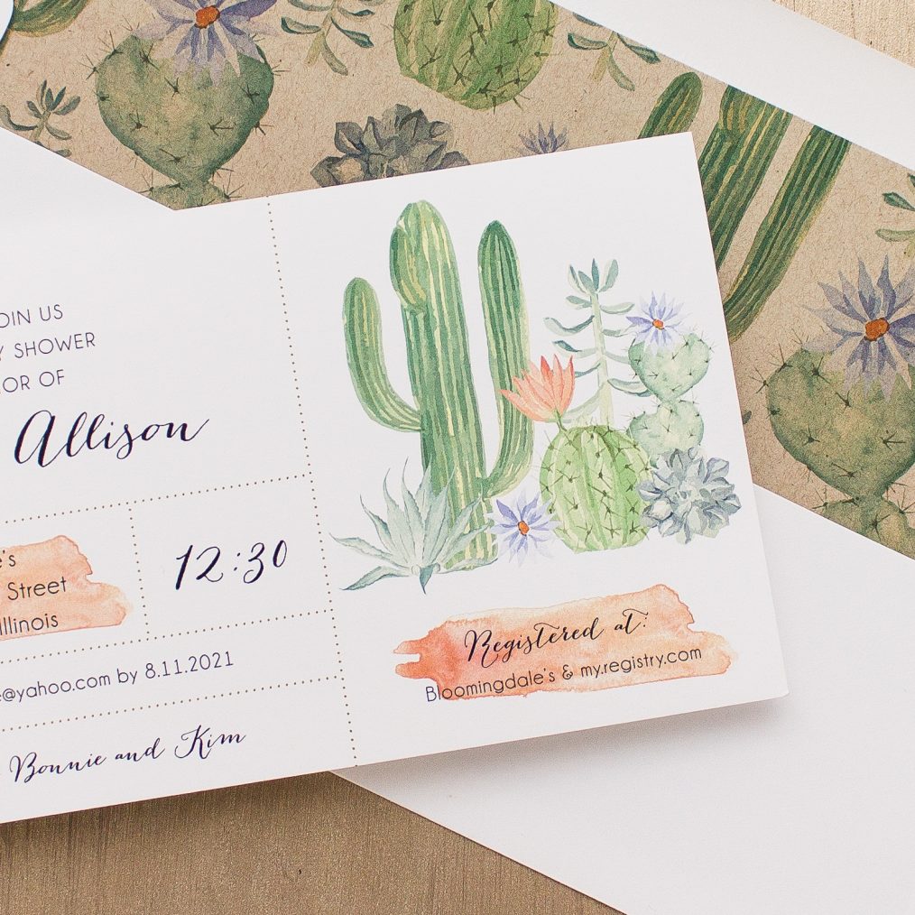Cactus Blooms Baby Shower Invitations
