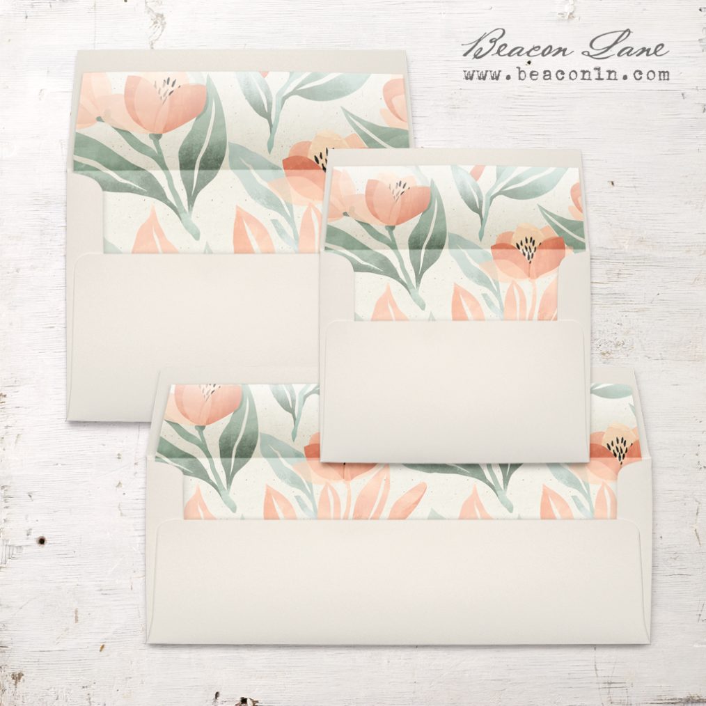 Peach Floral Envelope Liners