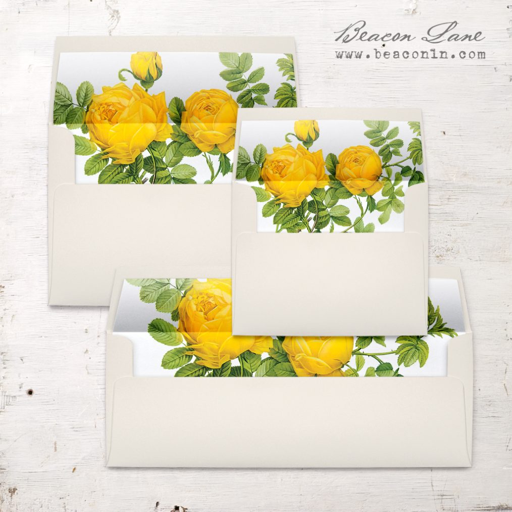 Yellow Garden Rose Envelope Liner
