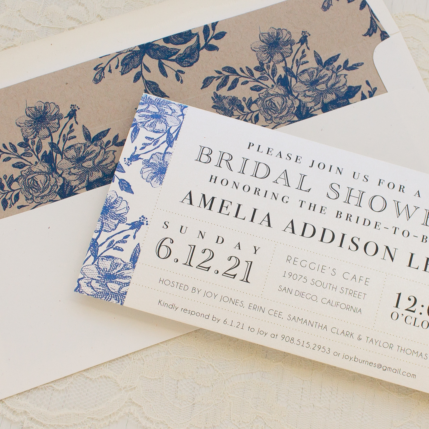 Blue Bouquet Bridal Shower Invitations Beacon Lane