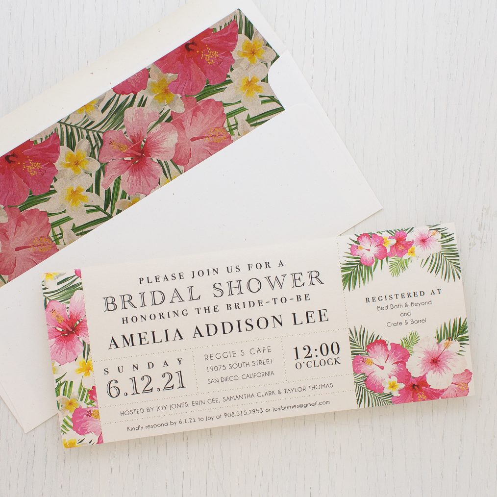 Bright Tropical Bridal Shower Invitations