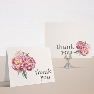 Pink Peonies Bridal Shower Thank You Cards
