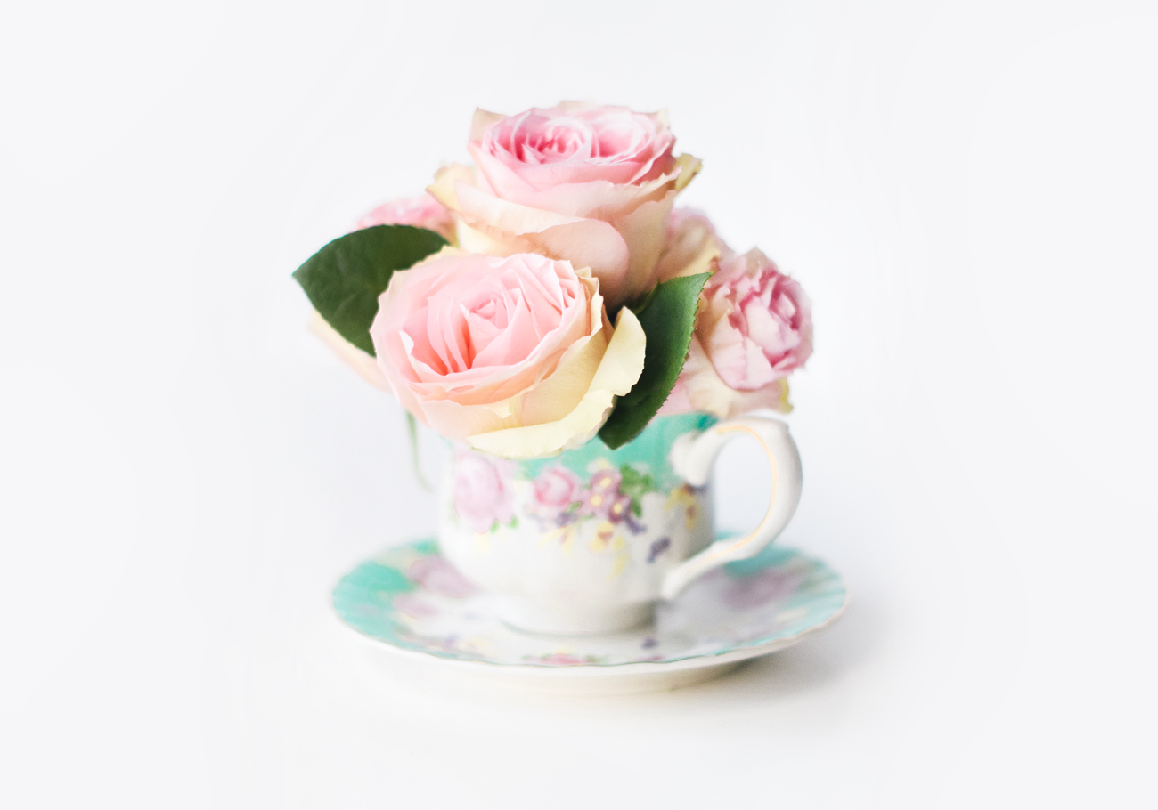 DIY rose teacup bridal bouquets
