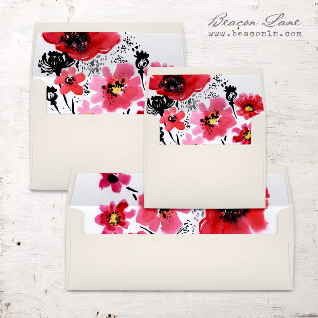 Scarlet Blooms Envelope Liners