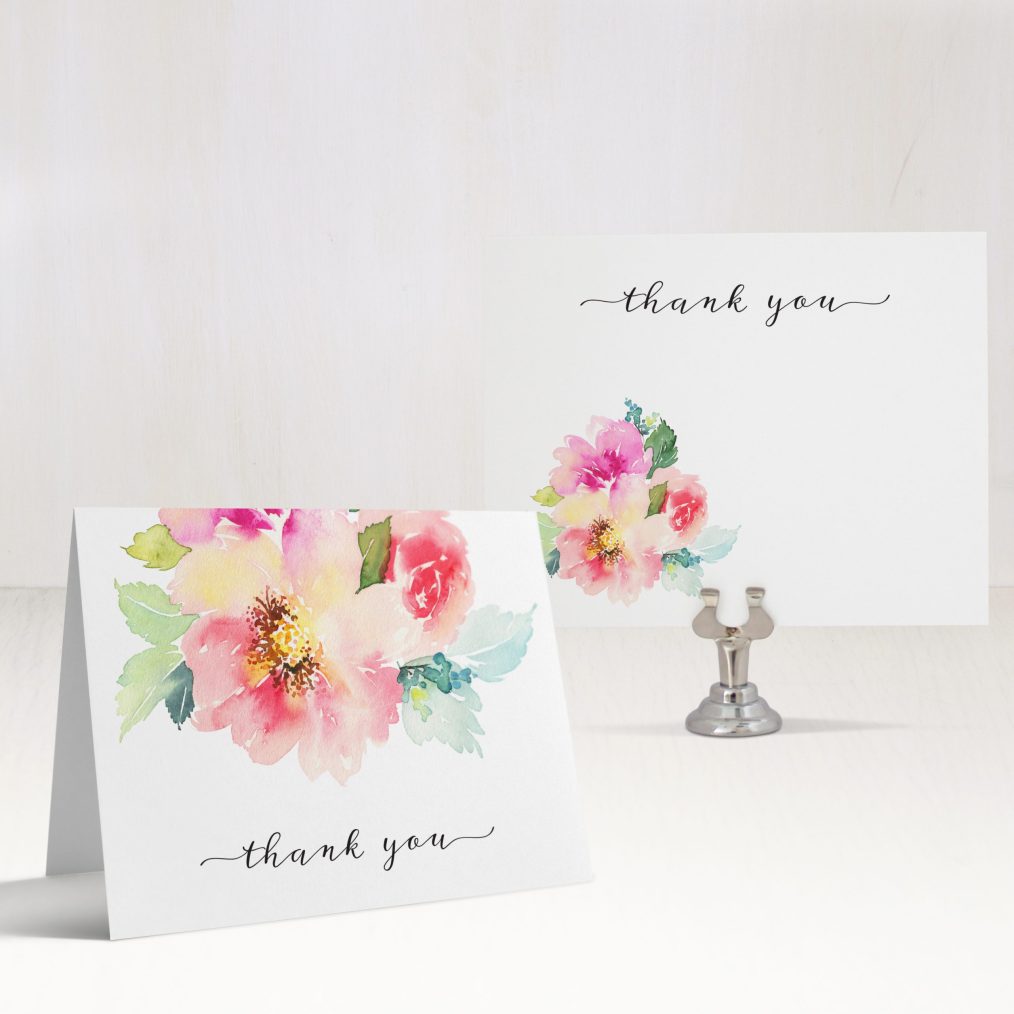 Seafoam Floral Thank You Cards