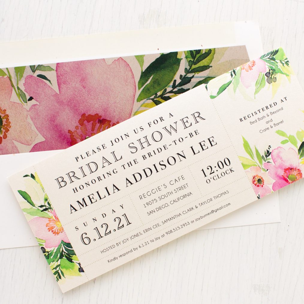 Blush & Coral Floral bridal shower invitations
