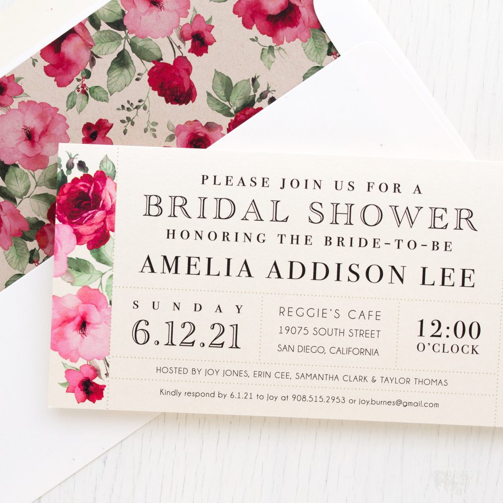 Cranberry Crush Bridal Shower Invitations