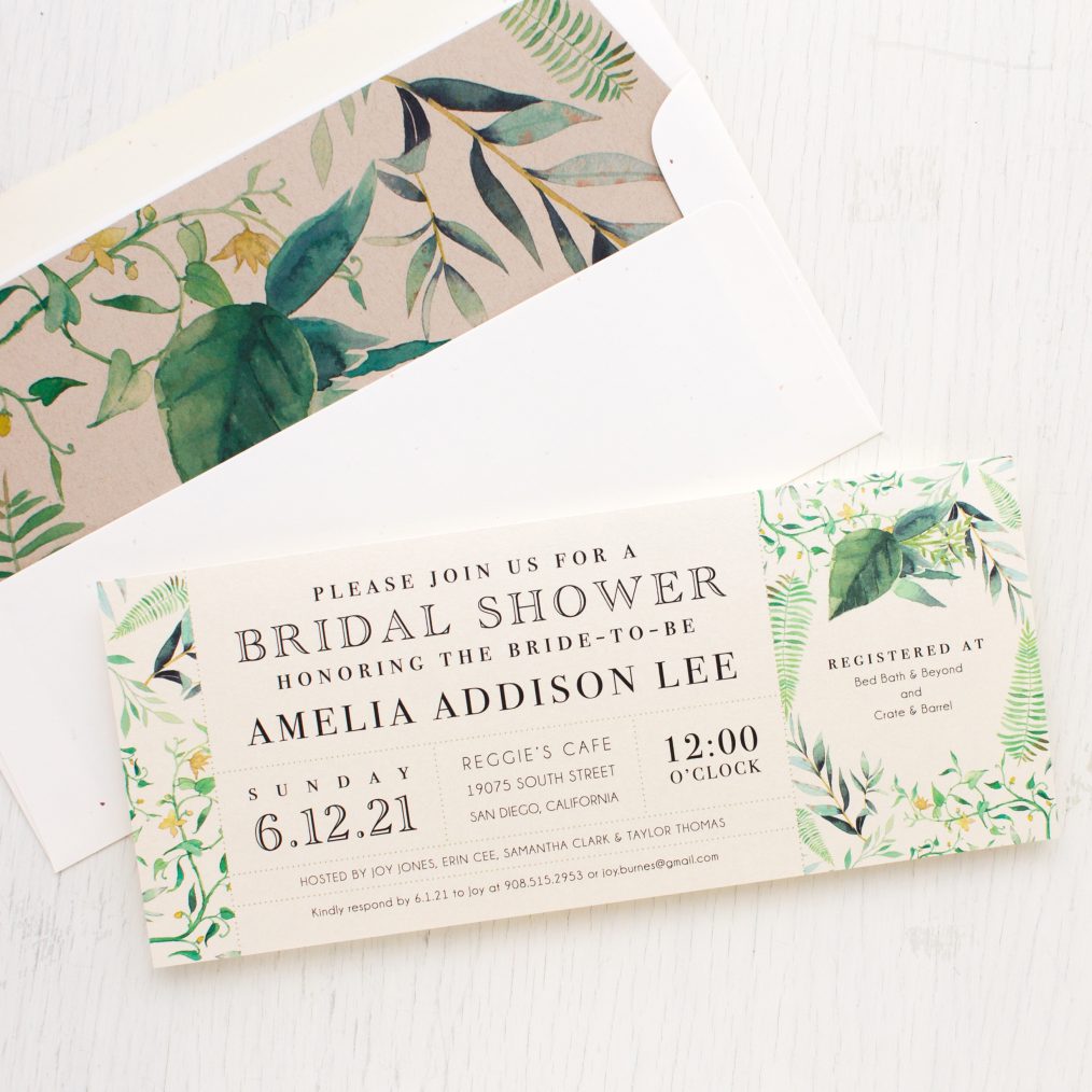 Botanical Garden Bridal Shower Invitations