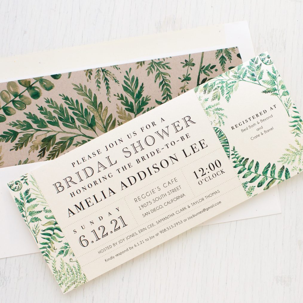 Simple Greenery Bridal Shower Invitations