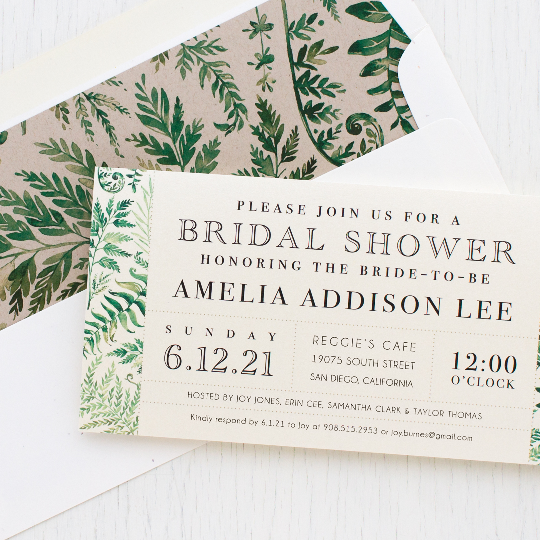Simple Greenery Bridal Shower Invitations Beacon Lane
