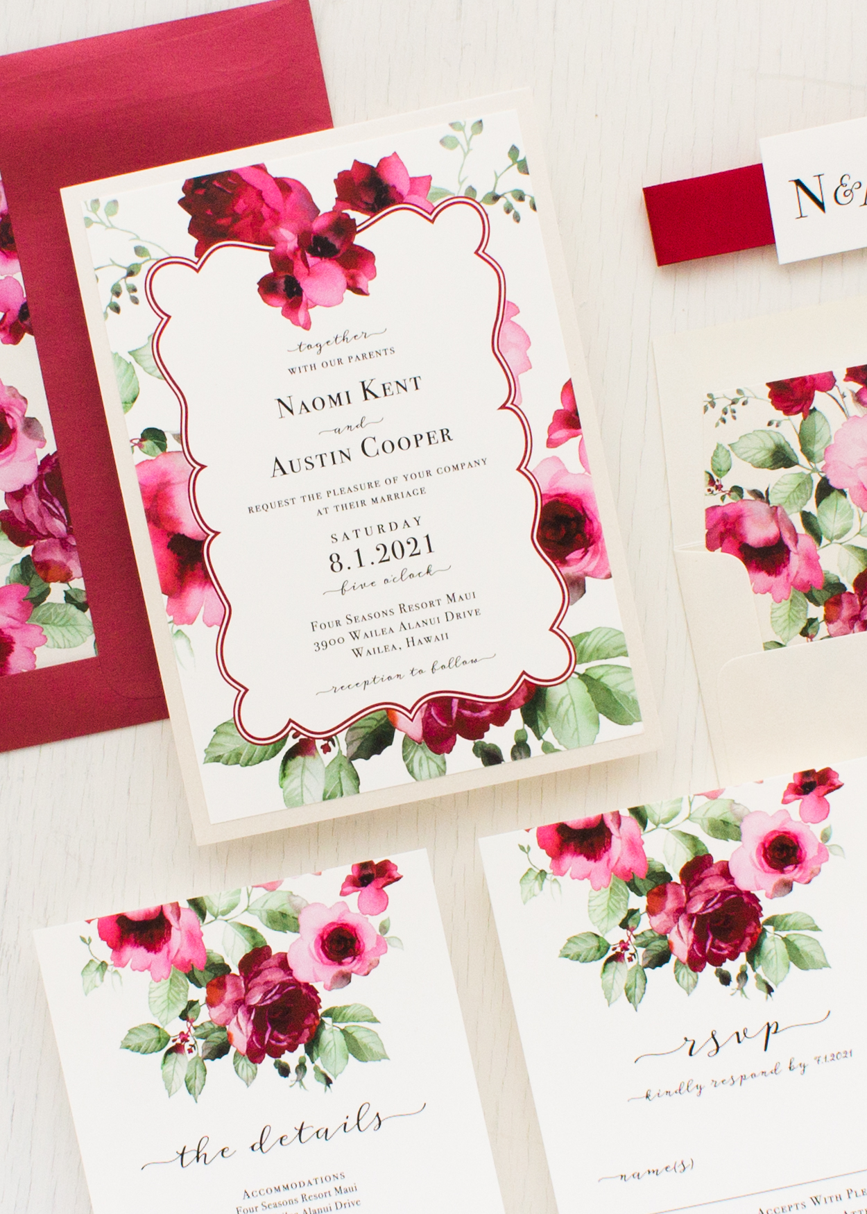 romantic crimson floral wedding inspiration