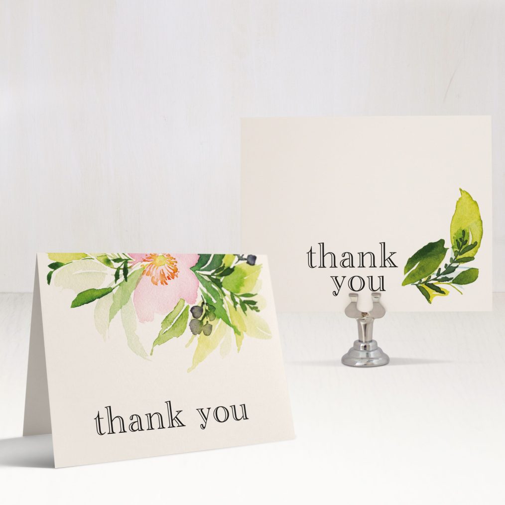 Blush & Coral Floral Bridal Shower Thank You Cards