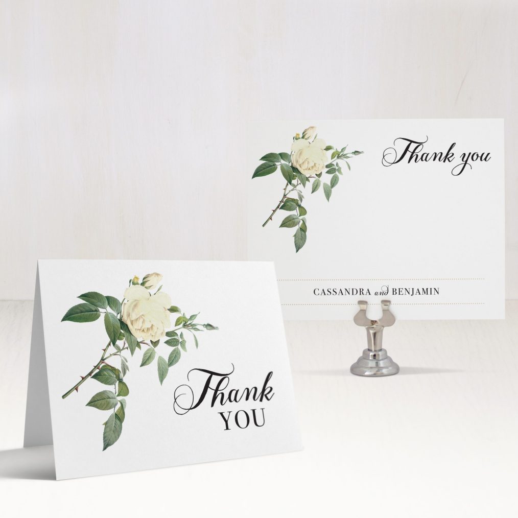 Ivory & White Floral Thank You Cards