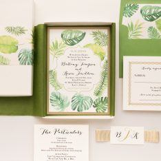Unique Tropical Greenery Boxed Wedding Invitations