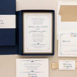White Ink Classic Wedding Invitation Elegant Wedding Invitation Gold Ink Black and Gold Wedding Invitation Set