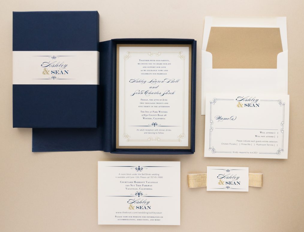 Elegant Navy Wedding Invitations