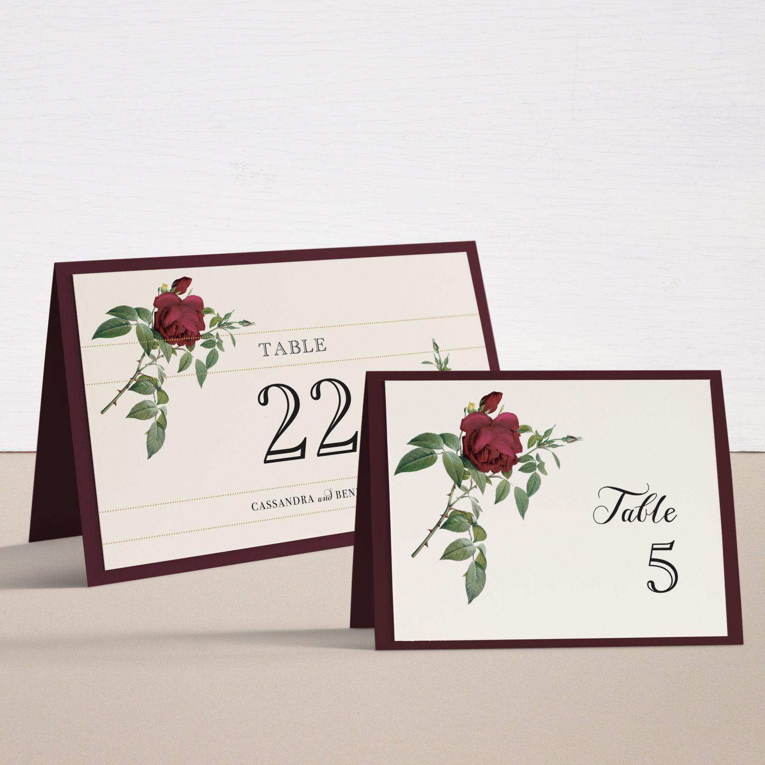 Ivory & Burgundy Customizable Table Numbers | Beacon Lane