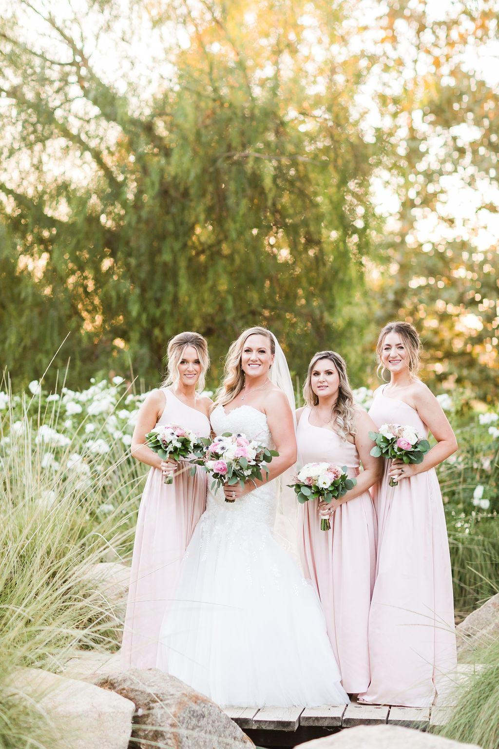 bridesmaid dresses galway Lush Garden Wedding at Downs champagne mermaid bridesmaid dresses