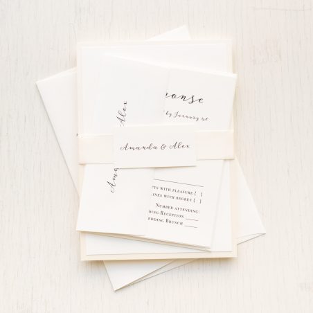 Simple Ivory Floral Wedding Invitations | Beacon Lane
