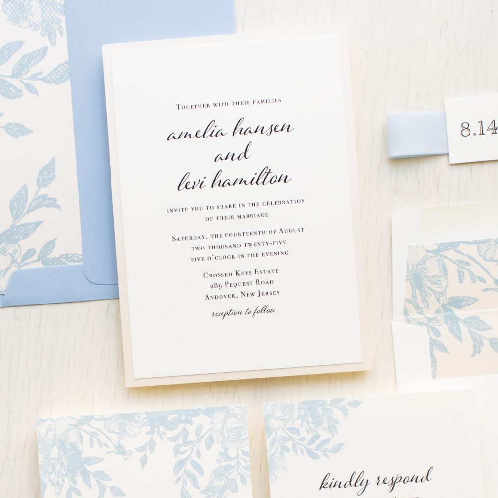 Simple Dusty Blue Wedding Invitations