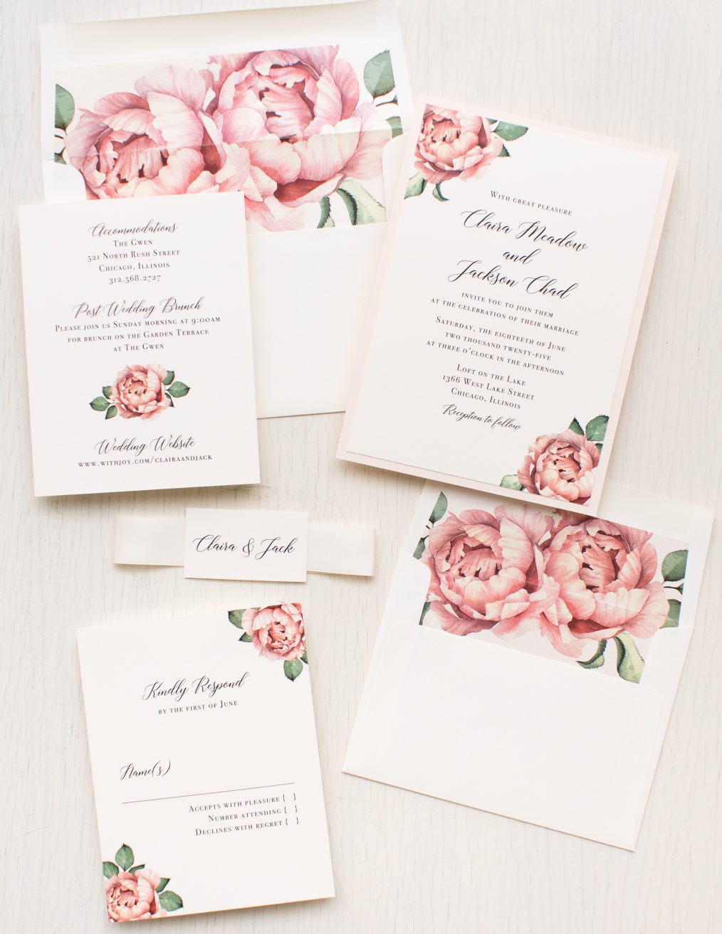 blush floral wedding invitations