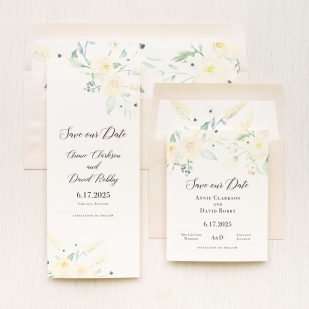 Ivory Floral Save the Dates