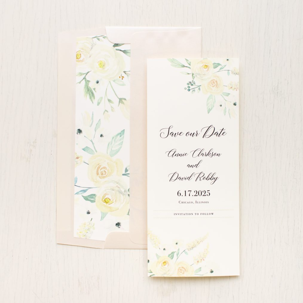 Ivory Floral Save the Dates