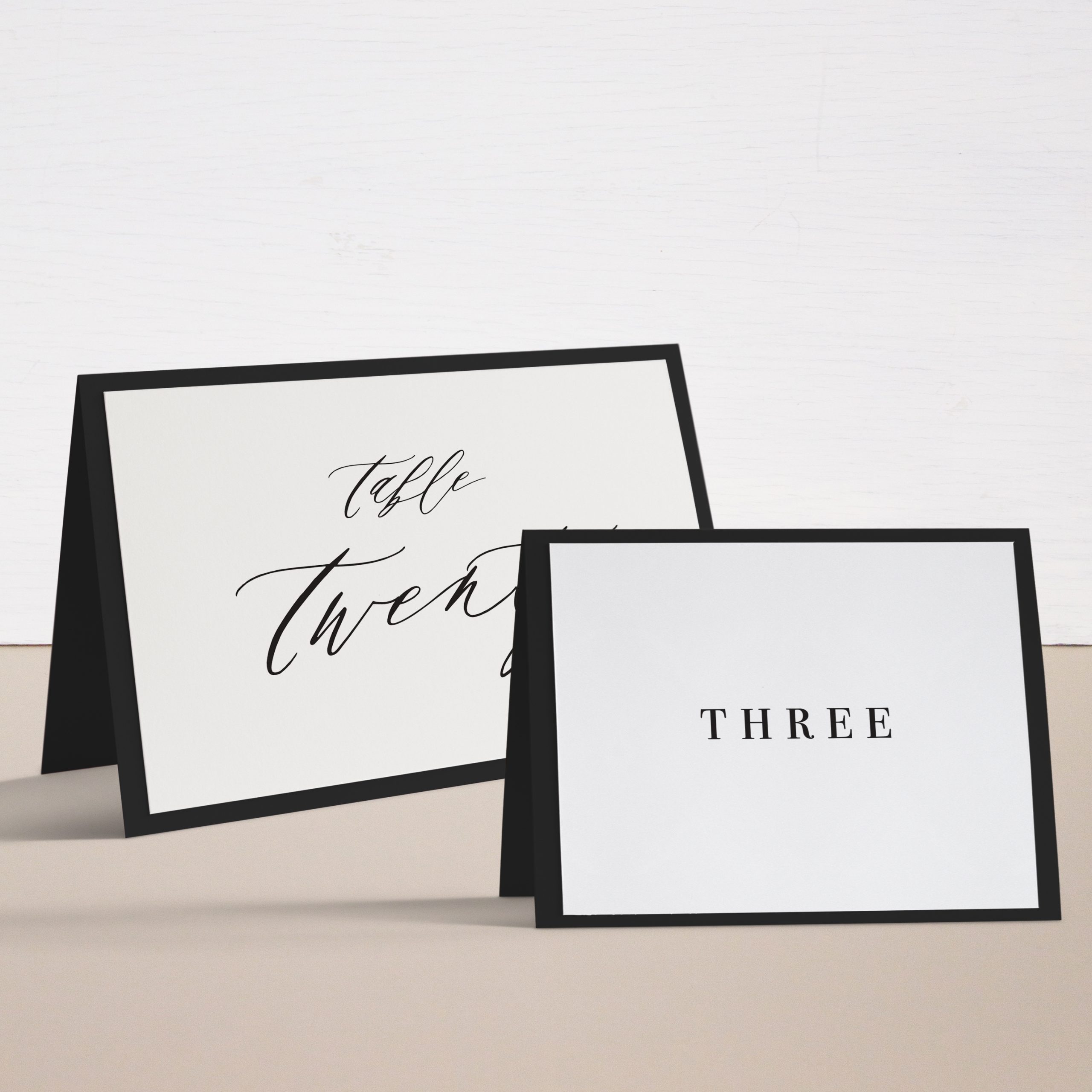 Black & White Type Tented Table Numbers
