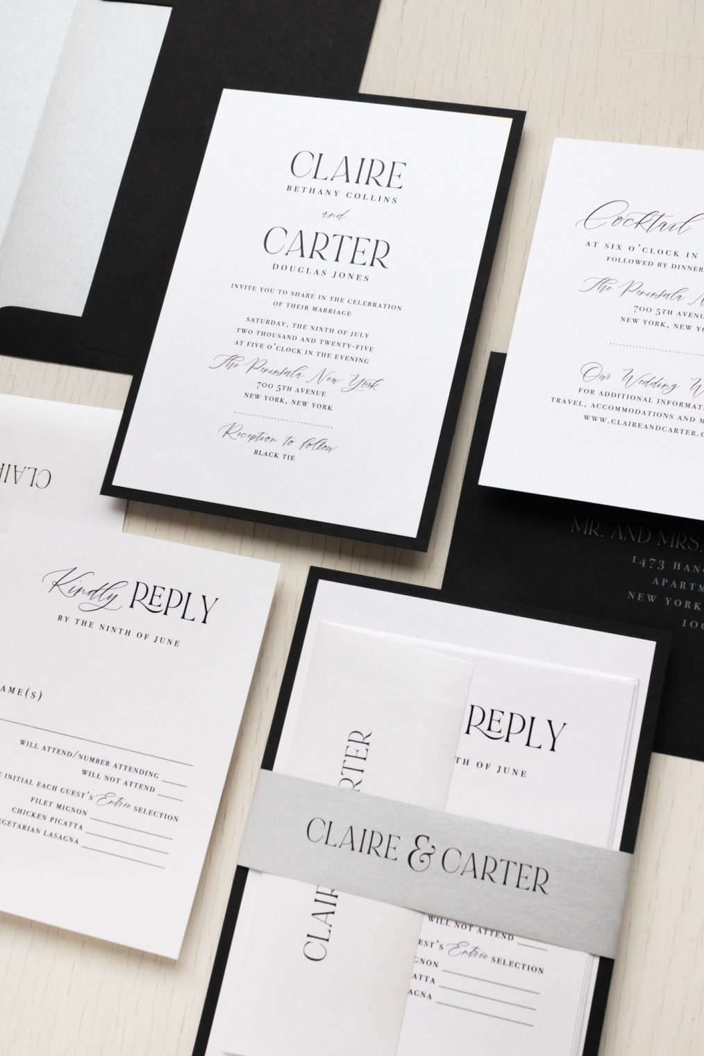 Elegant Black & White wedding invitations