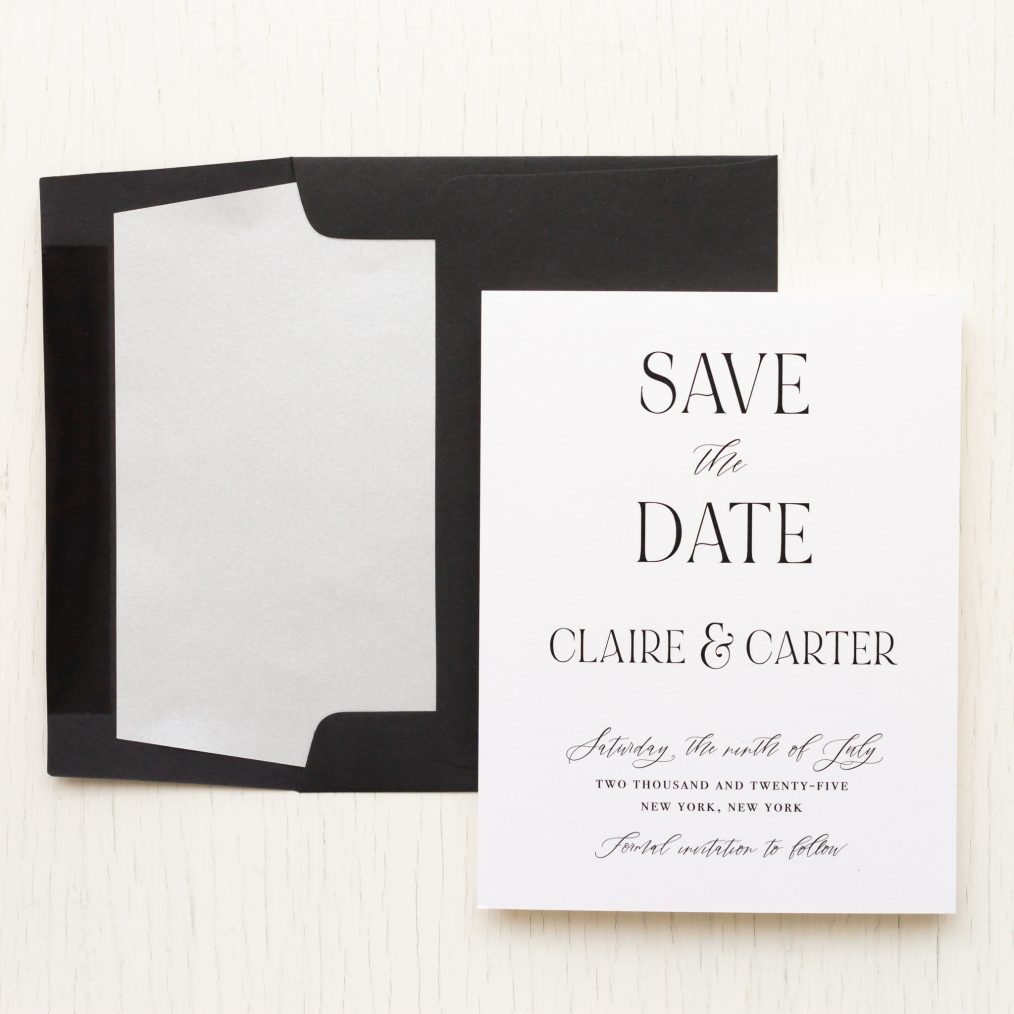 Elegant black & white save the dates