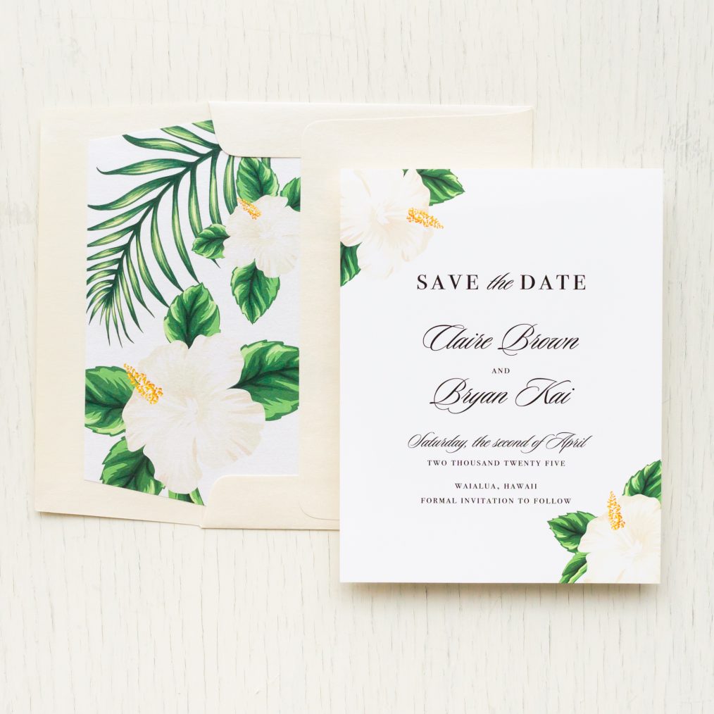 White Hibiscus Save the Dates